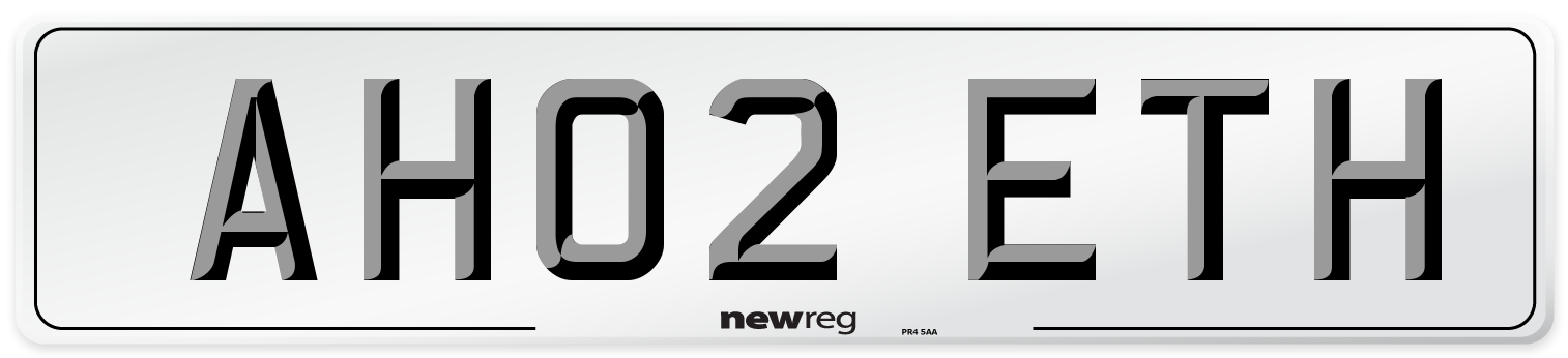 AH02 ETH Number Plate from New Reg
